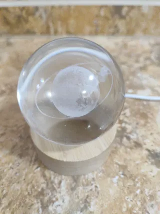 Lámpara Esfera Cristal 3D LED Noche