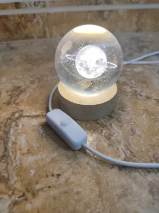 Lámpara Esfera Cristal 3D LED Noche