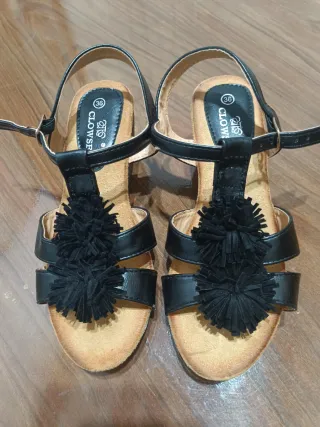 Sandalias cuña negras talla 36