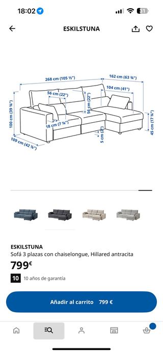 Sofá Chaise Longue Ekilstuna Ikea Beige