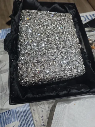 Bolso de fiesta pedrería plata nuevo