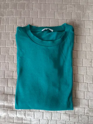 Jersey Zara Man Turquesa Manga Larga