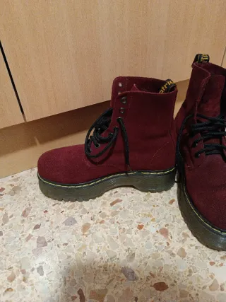 Botas Tipo Dr. Martens Piel Rojo T.37