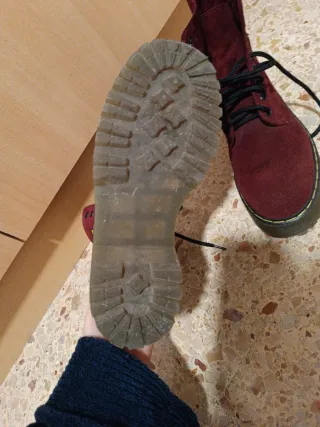 Botas Tipo Dr. Martens Piel Rojo T.37