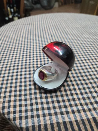 Anillo Plata y Oro con Piedra Roja