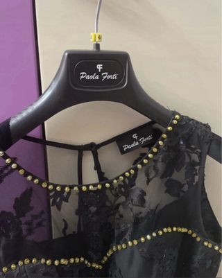 Abito Paola Forti nero con fiori