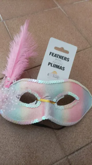3 Antifaces de Plumas Multicolor
