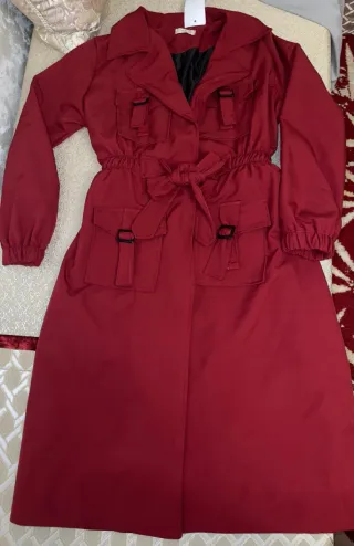 Abrigo largo mujer rojo