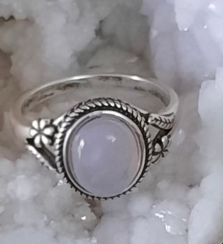 Anillo Plata de Ley 925 y Cuarzo Rosa - Talla 17