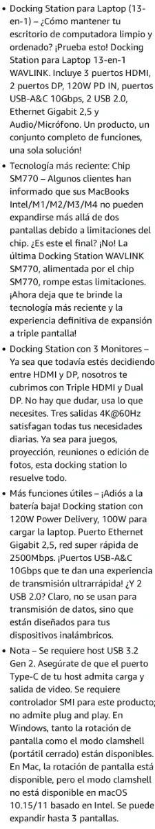 Estación Acoplamiento WAVLINK 3 Monitores