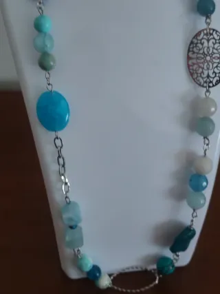 Collana acciaio pietre dure blu e turchesi