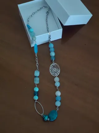Collana acciaio pietre dure blu e turchesi