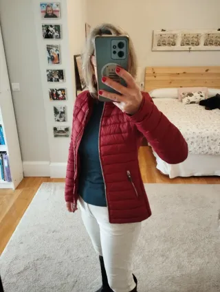 Anorak acolchado mujer rojo