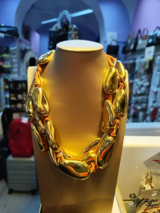 Collana gocce Max Mara oro e cuoio
