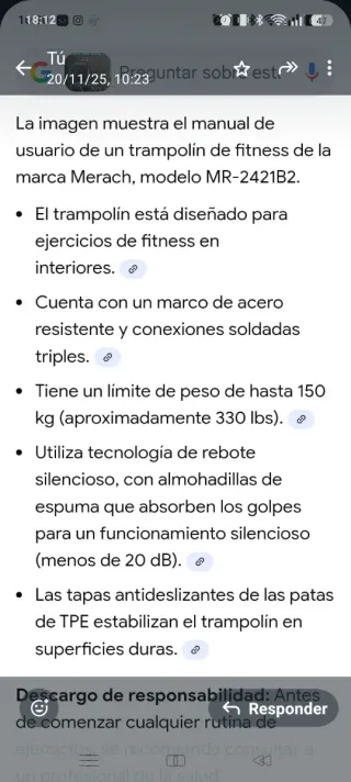 Trampolín Fitness Merach Nuevo