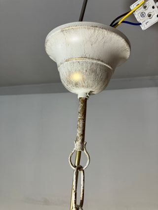 Lampadario 5 luci avorio antico