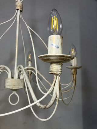 Lampadario 5 luci avorio antico