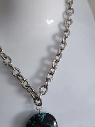 Collana in acciaio e Diaspro multicolor