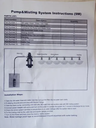 Sistema Nebulizador Refrigeración 9M Negro