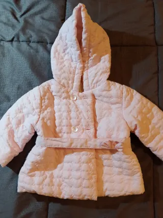 Giubbino neonato rosa trapuntato con cappuccio