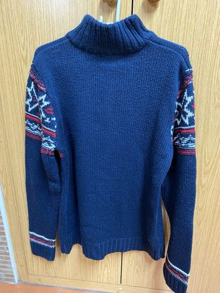 Jersey de lana azul con estampado Pull&Bear