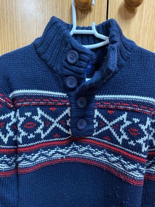 Jersey de lana azul con estampado Pull&Bear