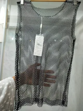 Top Malla Brillante Mujer Talla Única