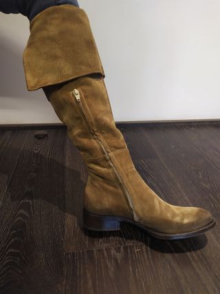 Stivali Alti Nabuk Beige