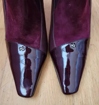 Botines Purificación García Piel y Ante Burdeos