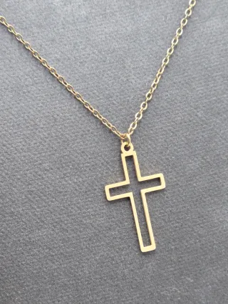Colgante Cruz Baño Oro Acero Inoxidable
