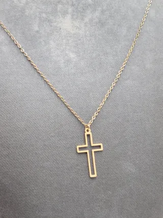 Colgante Cruz Baño Oro Acero Inoxidable