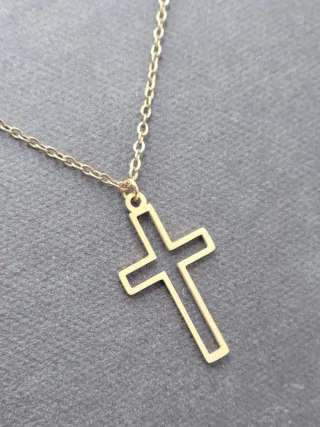 Colgante Cruz Baño Oro Acero Inoxidable