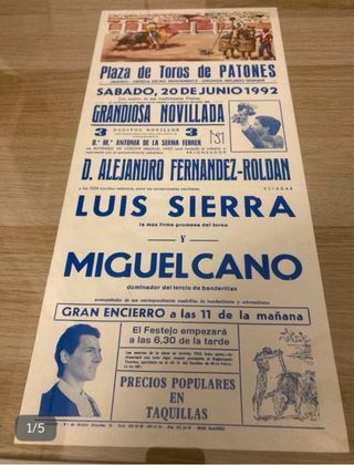 Cartel Novillada Plaza de Toros Patones 1992
