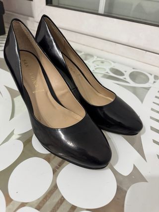 Zapatos de tacón San Marina negros cuero 7cm