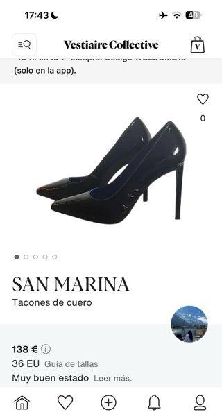 Zapatos de tacón San Marina negros cuero 7cm