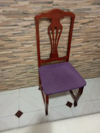 6 Sillas Comedor Madera Tapiz Morado