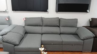 Sofá Cama Chaise Longue Gris con Arcón