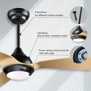 Ventilador Techo Reiga 132cm con Luz