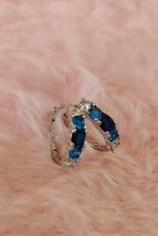 Pendientes Plata Aro con Circonitas Azules
