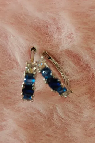 Pendientes Plata Aro con Circonitas Azules