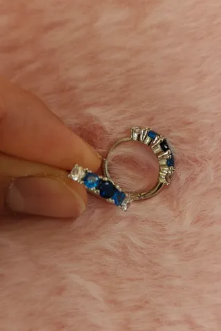 Pendientes Plata Aro con Circonitas Azules