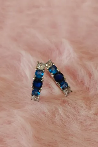 Pendientes Plata Aro con Circonitas Azules