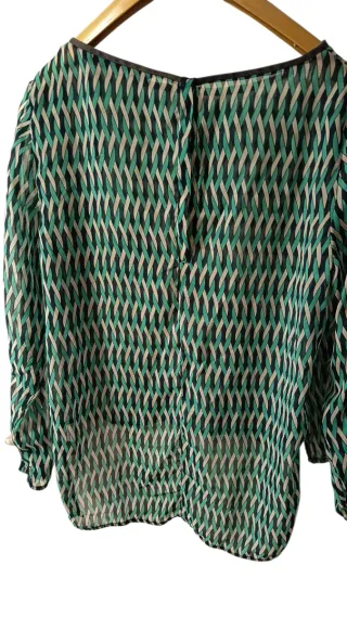 Camisa Zara cuello caja verde multicolor