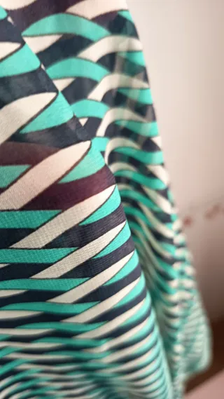 Camisa Zara cuello caja verde multicolor