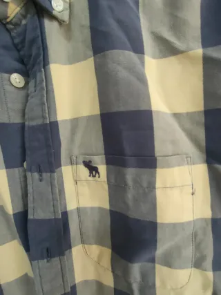 Camisa Abercrombie & Fitch Cuadros azul amarillo