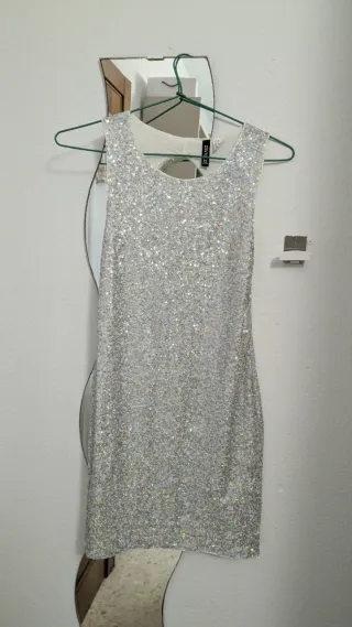 Vestido fiesta lentejuelas irisado