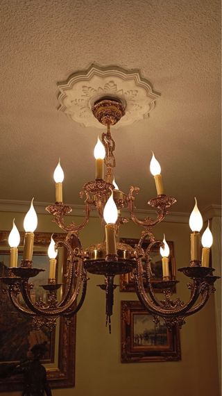 Lámpara de araña barroca de bronce 12 luces