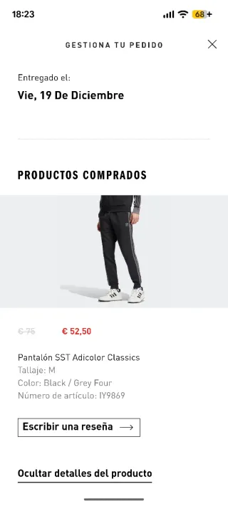 Pantalón Adidas SST Adicolor Classics Negro/Gris