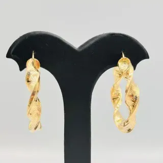PENDIENTES ARO GRECA. Oro 18k. Peso: 5.27gr, Largo