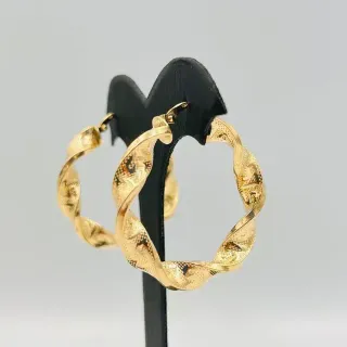 PENDIENTES ARO GRECA. Oro 18k. Peso: 5.27gr, Largo